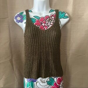 Moon & Madison Olive Green Knit Beach Crop Shirt